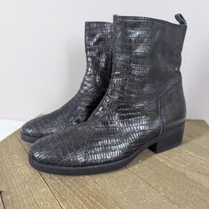 Pons Quintana Croc Embossed Leather Ankle Boots Black Spain EU 36Pons Quintana b